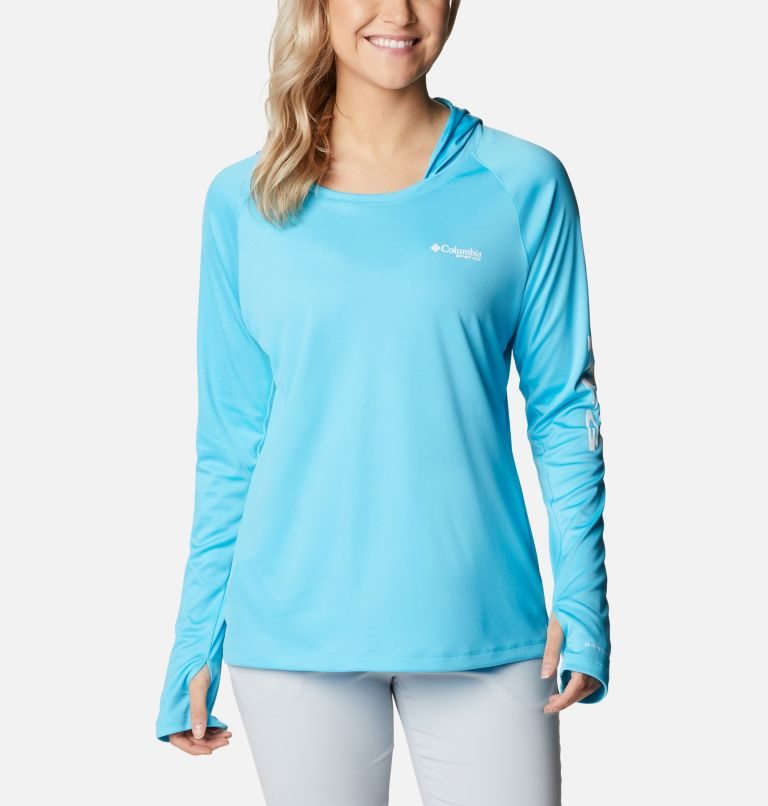 Women\'s Columbia PFG Tidal Tee Hoodie Blue | CA-GL058