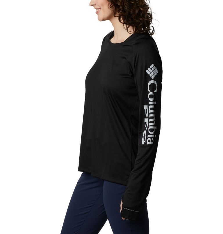 Women's Columbia PFG Tidal Tee Hoodie Black | CA-H0CL3