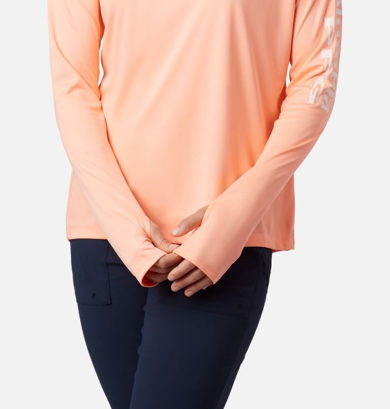 Women's Columbia PFG Tidal Tee Hoodie Coral | CA-HL3C6