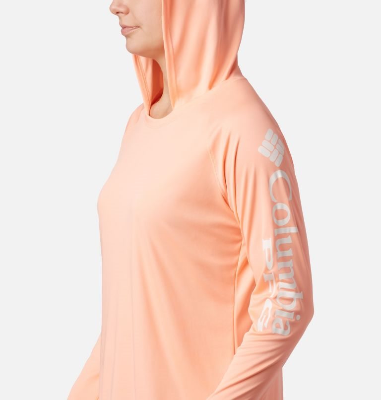 Women's Columbia PFG Tidal Tee Hoodie Coral | CA-HL3C6