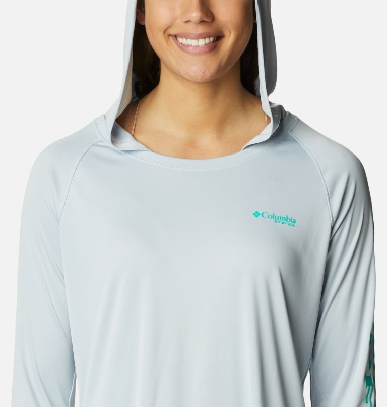 Women's Columbia PFG Tidal Tee Hoodie Light Grey | CA-N51C4