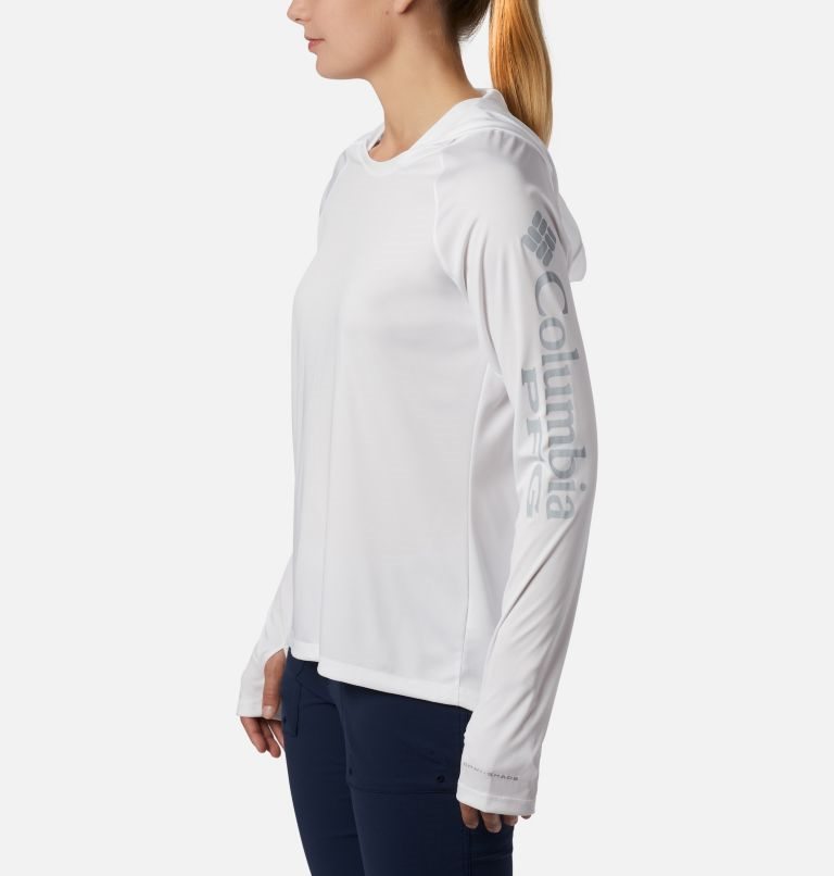 Women's Columbia PFG Tidal Tee Hoodie White | CA-S3LA0