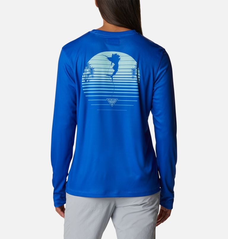 Women's Columbia PFG Tidal Tee Hook-Up Long Sleeve Sweatshirts Blue | CA-W3C15