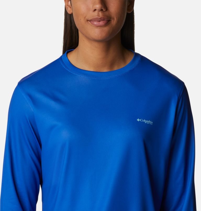 Women's Columbia PFG Tidal Tee Hook-Up Long Sleeve Sweatshirts Blue | CA-W3C15