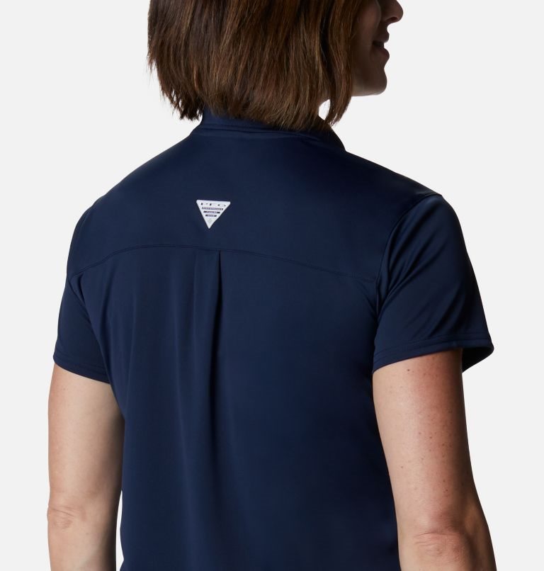 Women's Columbia PFG Tidal Tee Polo Dress Navy | CA-A6LA5