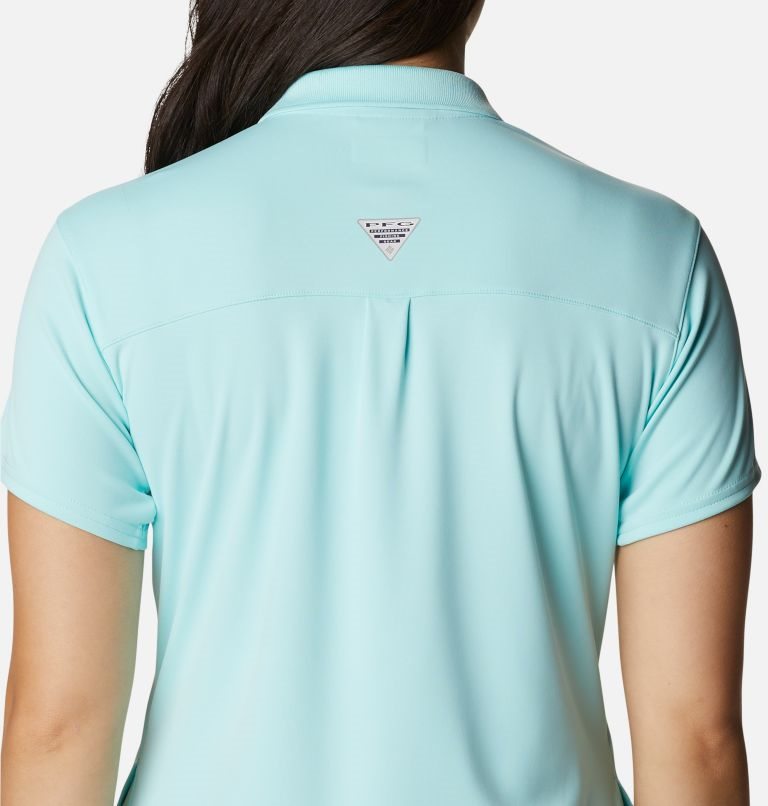 Women's Columbia PFG Tidal Tee Polo Dress Turquoise | CA-B1053