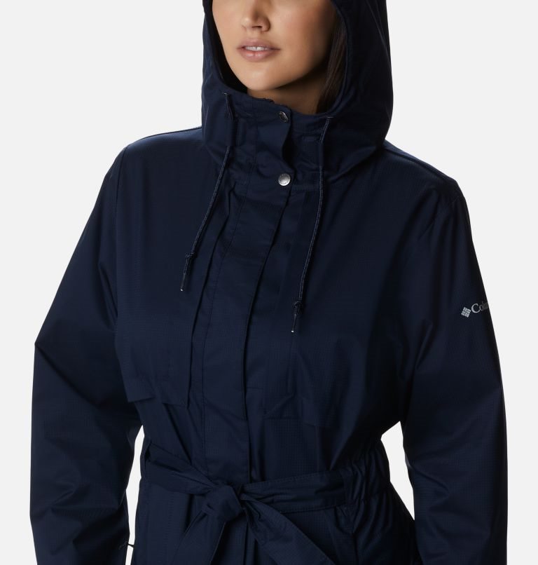 Women's Columbia Pardon My Trench Rain Jackets Navy | CA-B3LA8