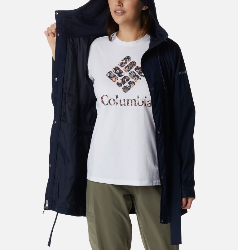 Women's Columbia Pardon My Trench Rain Jackets Navy | CA-B3LA8