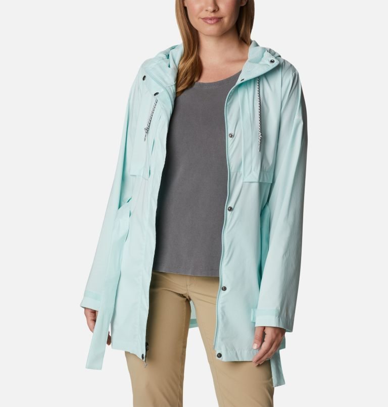 Women's Columbia Pardon My Trench Rain Jackets Turquoise | CA-U4LC3