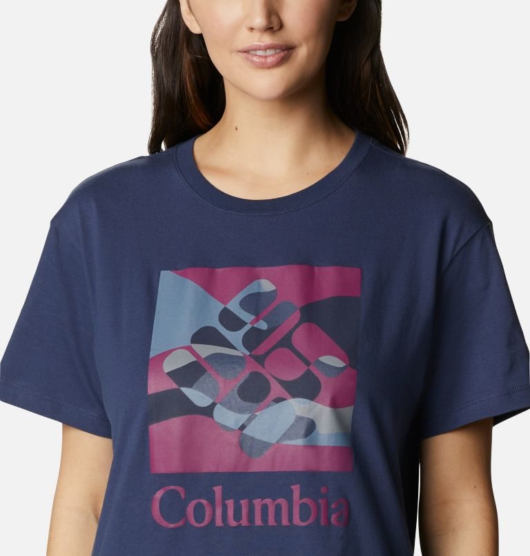Women's Columbia Park Relaxed T Shirts Navy | CA-S0L64