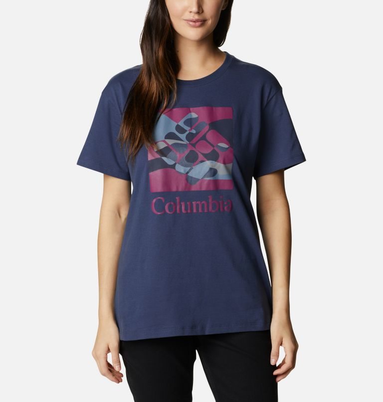 Women\'s Columbia Park Relaxed T Shirts Navy | CA-S0L64