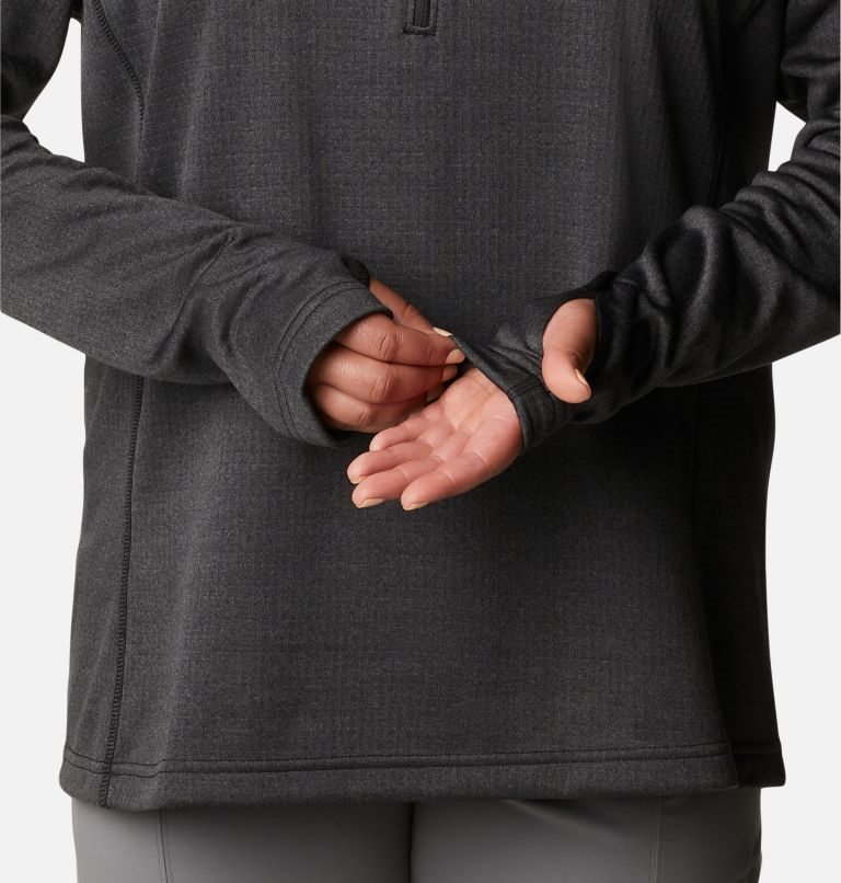 Women's Columbia Park View Grid Fleece 1/2 Zip Sweatshirts Black | CA-W3815