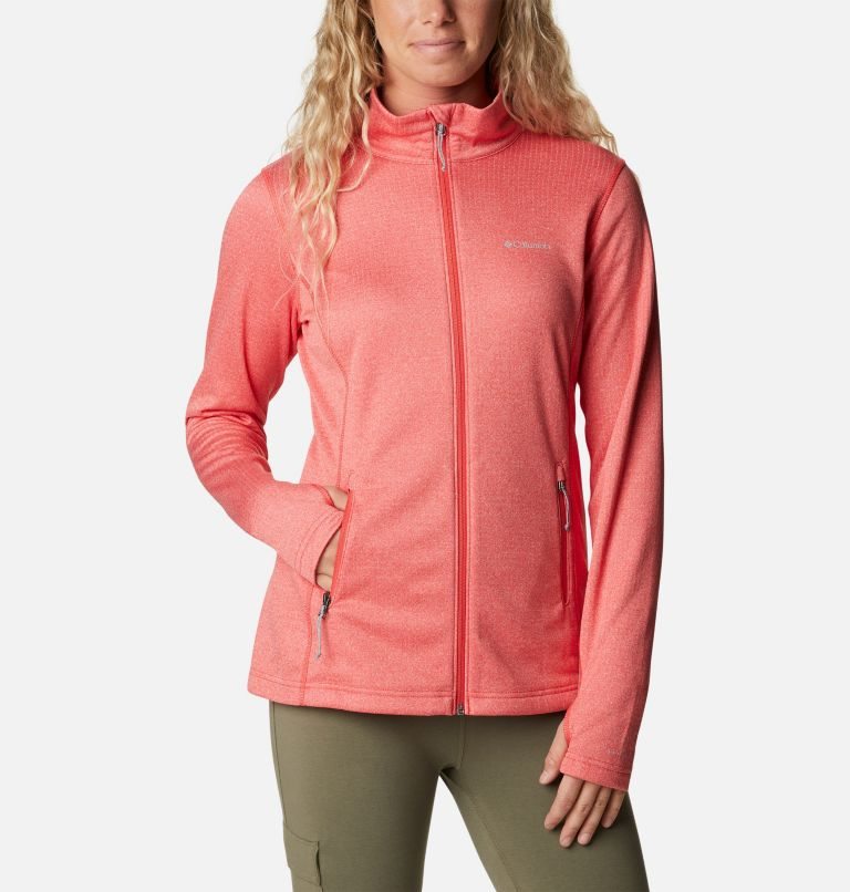Women's Columbia Park View Grid Full Zip Fleece Jackets Coral | CA-Z304C