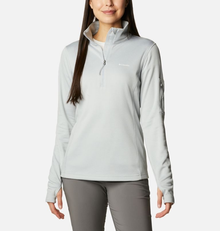 Women\'s Columbia Park View Grid Half Zip Fleece Sweatshirts Grey | CA-H6813