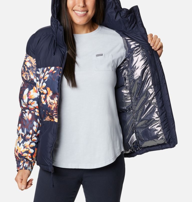 Women's Columbia Pike Lake II Insulated Jackets Navy / Flower | CA-H35L1