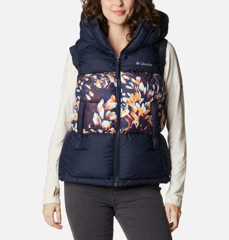 Women\'s Columbia Pike Lake II Insulated Vests Navy / Flower | CA-I86CA