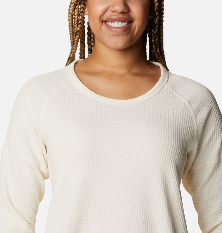 Women's Columbia Pine Peak Long Sleeve Thermal Sweatshirts Cream | CA-H810L