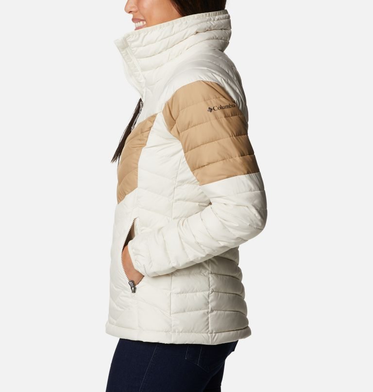Women's Columbia Powder Lite Blocked Jackets Cream / Brown | CA-E8413