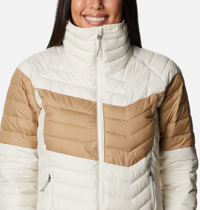 Women's Columbia Powder Lite Blocked Jackets Cream / Brown | CA-E8413