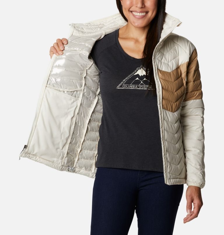 Women's Columbia Powder Lite Blocked Jackets Cream / Brown | CA-E8413