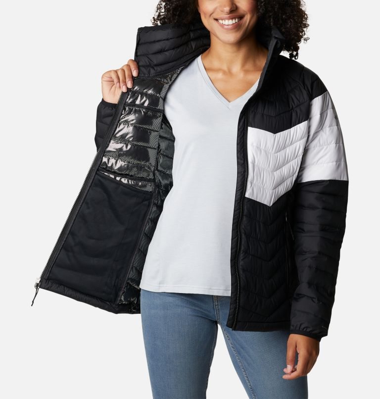 Women's Columbia Powder Lite Blocked Jackets Black / White | CA-O315L