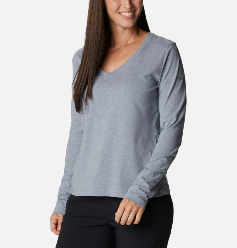 Women's Columbia Sapphire Point Long Sleeve Sweatshirts Grey | CA-TA364