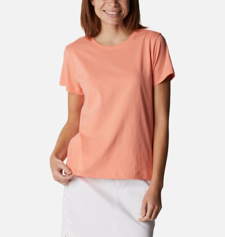 Women's Columbia Sapphire Point Short Sleeve T Shirts Coral | CA-BL134