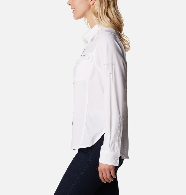Women's Columbia Silver Ridge Lite Long Sleeve Shirts White | CA-RL8C5