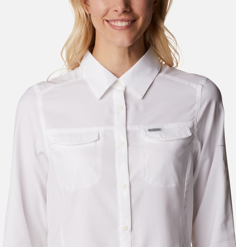 Women's Columbia Silver Ridge Lite Long Sleeve Shirts White | CA-RL8C5