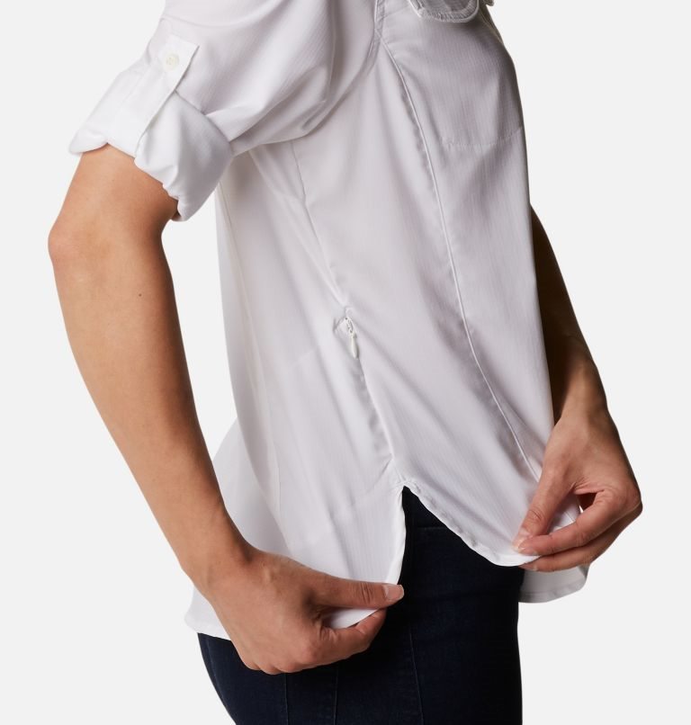Women's Columbia Silver Ridge Lite Long Sleeve Shirts White | CA-RL8C5