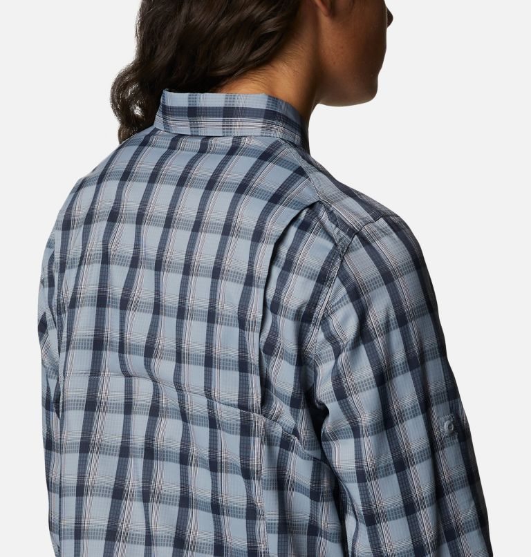 Women's Columbia Silver Ridge Lite Plaid Long Sleeve Shirts Blue | CA-RAC08