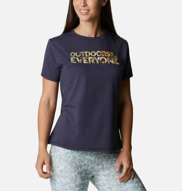 Women's Columbia Sun Trek Graphic II T Shirts Navy | CA-G546L