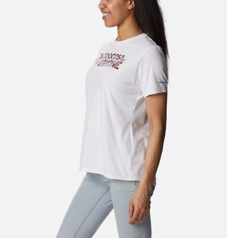 Women's Columbia Sun Trek Graphic II T Shirts White | CA-JA5C1