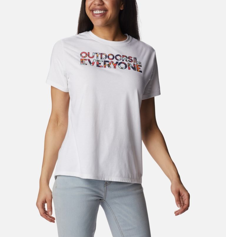 Women\'s Columbia Sun Trek Graphic II T Shirts White | CA-JA5C1