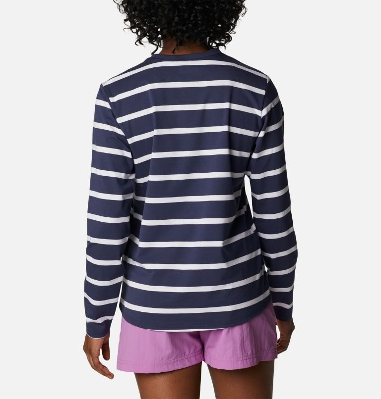 Women's Columbia Sun Trek Pattern Long Sleeve T Shirts Stripe | CA-D063L