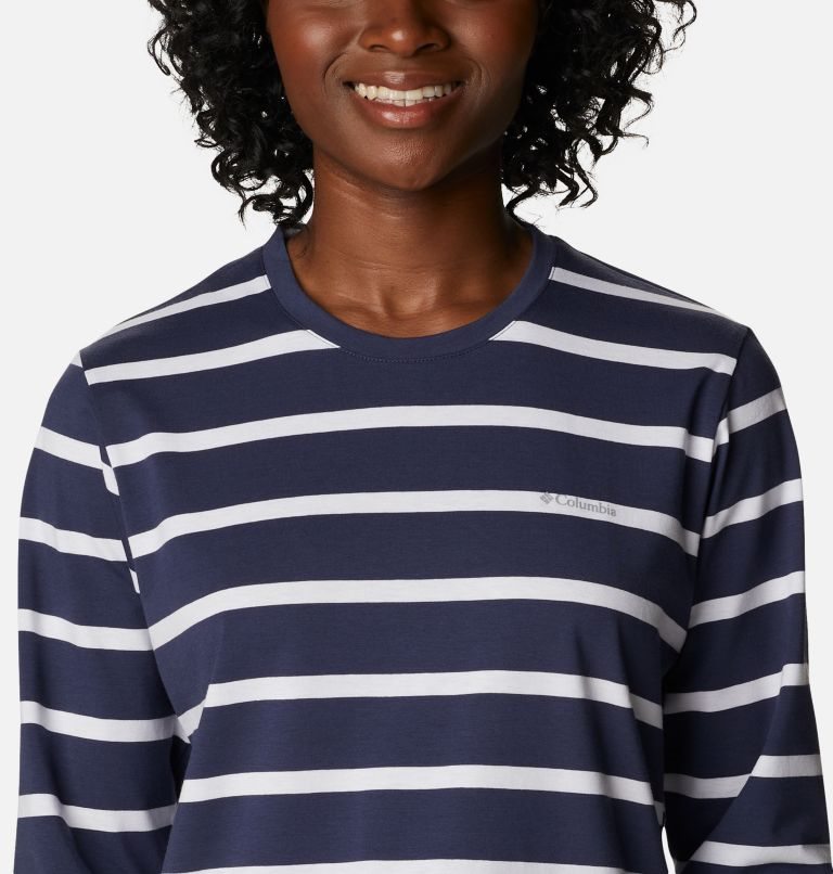 Women's Columbia Sun Trek Pattern Long Sleeve T Shirts Stripe | CA-D063L