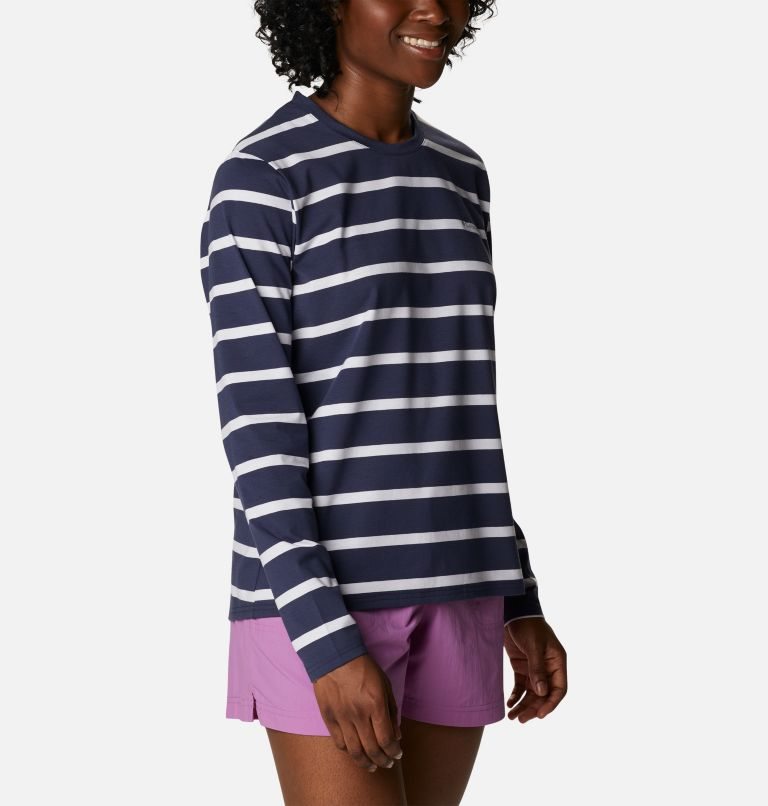 Women's Columbia Sun Trek Pattern Long Sleeve T Shirts Stripe | CA-D063L