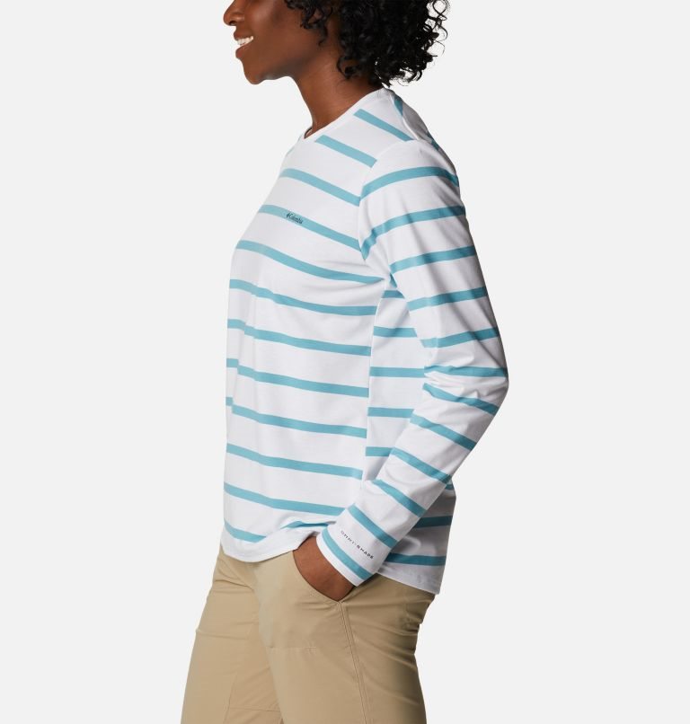Women's Columbia Sun Trek Pattern Long Sleeve T Shirts Stripe | CA-P831C