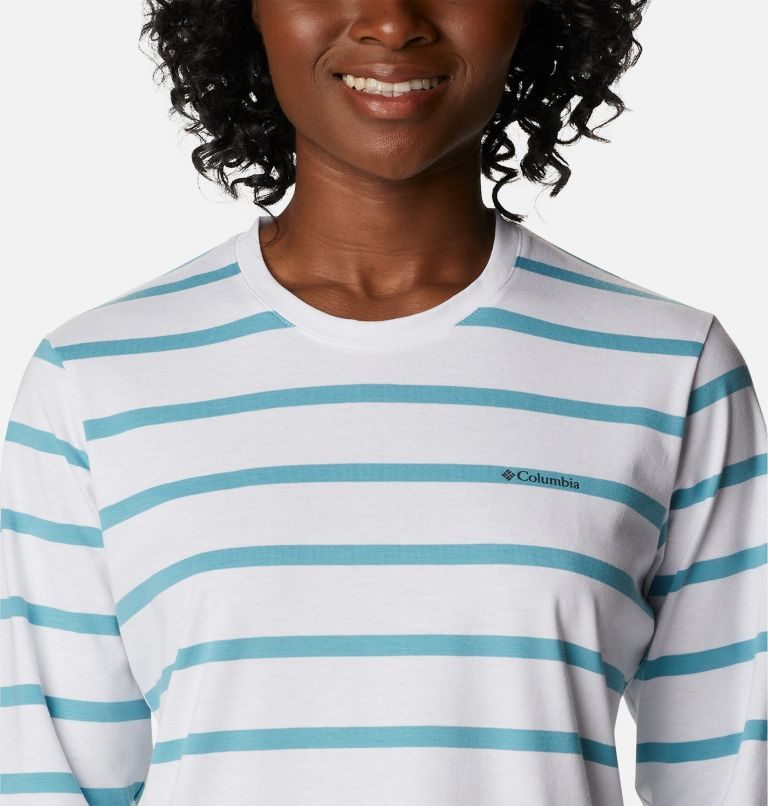 Women's Columbia Sun Trek Pattern Long Sleeve T Shirts Stripe | CA-P831C