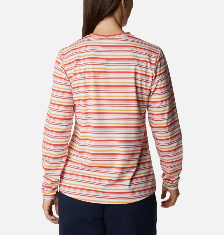 Women's Columbia Sun Trek Pattern Long Sleeve T Shirts Stripe | CA-TA6C5