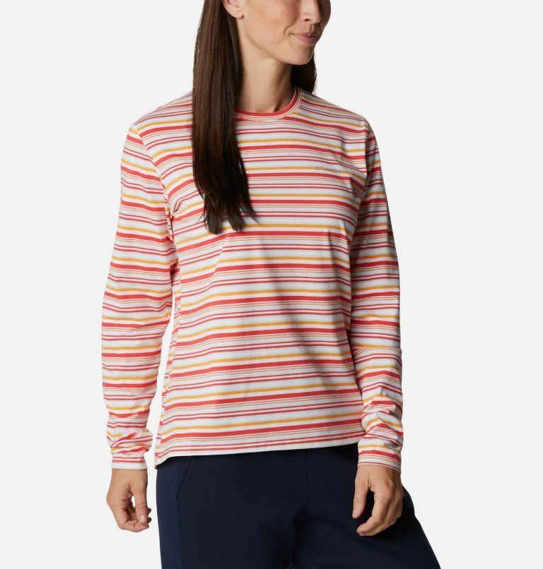Women's Columbia Sun Trek Pattern Long Sleeve T Shirts Stripe | CA-TA6C5