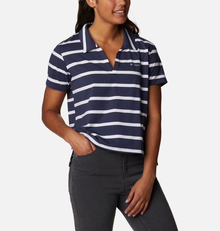 Women's Columbia Sun Trek Short Sleeve Polo Shirts Stripe | CA-I061L