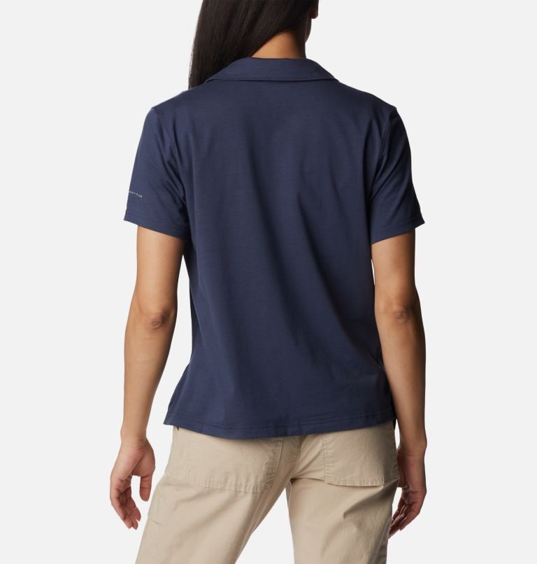 Women's Columbia Sun Trek Short Sleeve Polo Shirts Navy | CA-T35L0
