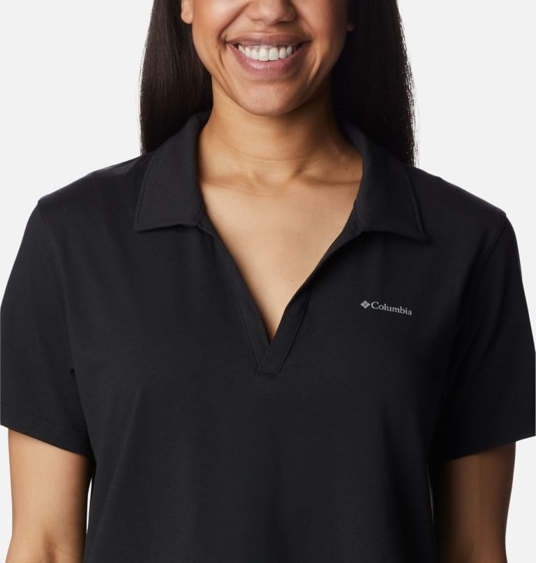 Women's Columbia Sun Trek Short Sleeve Polo Shirts Black | CA-V65L4