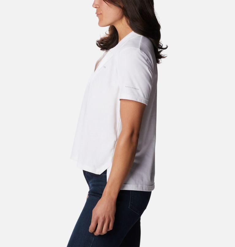 Women's Columbia Sun Trek Short Sleeve Polo Shirts White | CA-Z0L8A