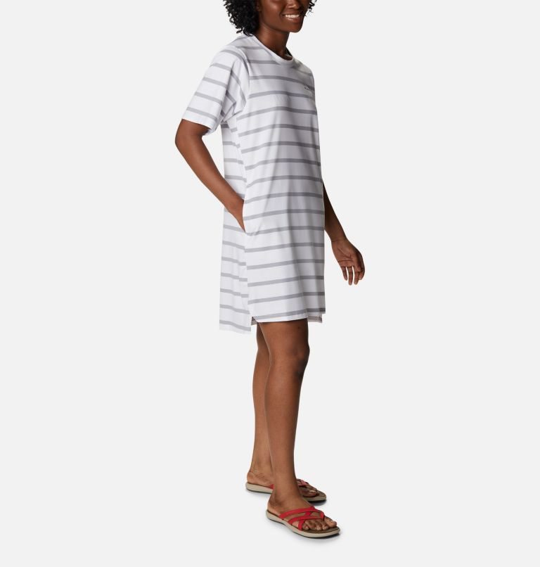 Women's Columbia Sun Trek T-Shirt Dress Stripe | CA-G1L85