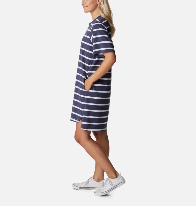 Women's Columbia Sun Trek T-Shirt Dress Stripe | CA-H60A3