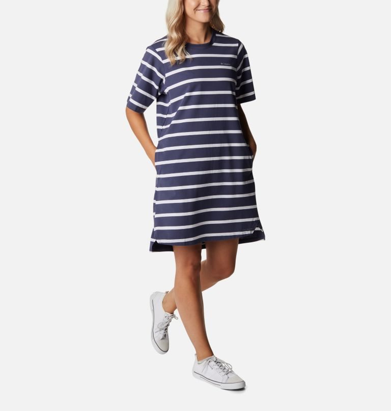 Women's Columbia Sun Trek T-Shirt Dress Stripe | CA-H60A3