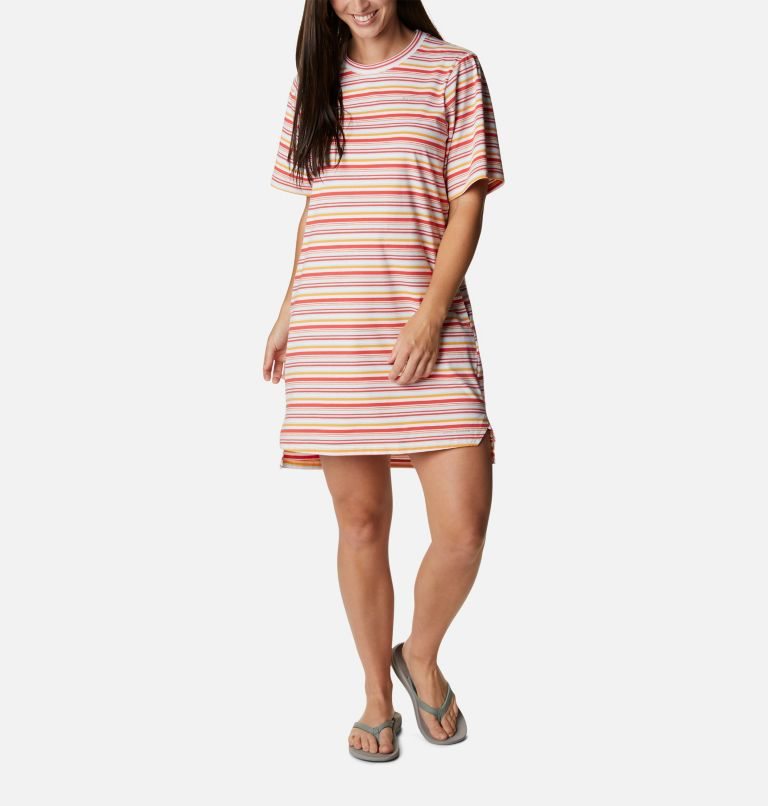 Women's Columbia Sun Trek T-Shirt Dress Stripe | CA-LC346