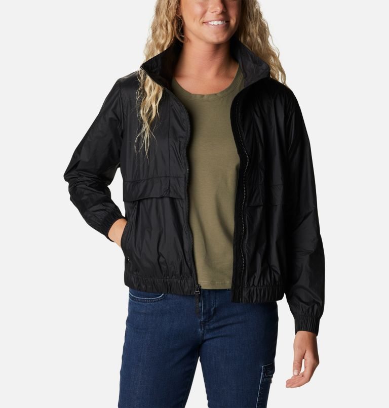 Women's Columbia Sunny City Windbreaker Jackets Black | CA-X4138